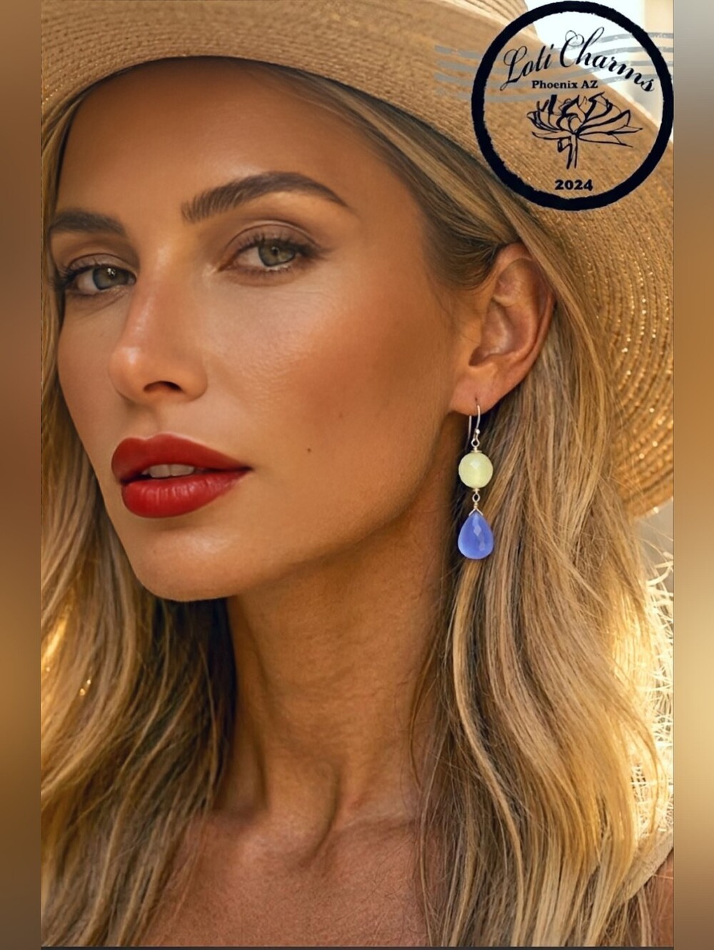 Purple Charoite & Yellow Moonstone Contrast Bright Colored Gold Plated Earrings